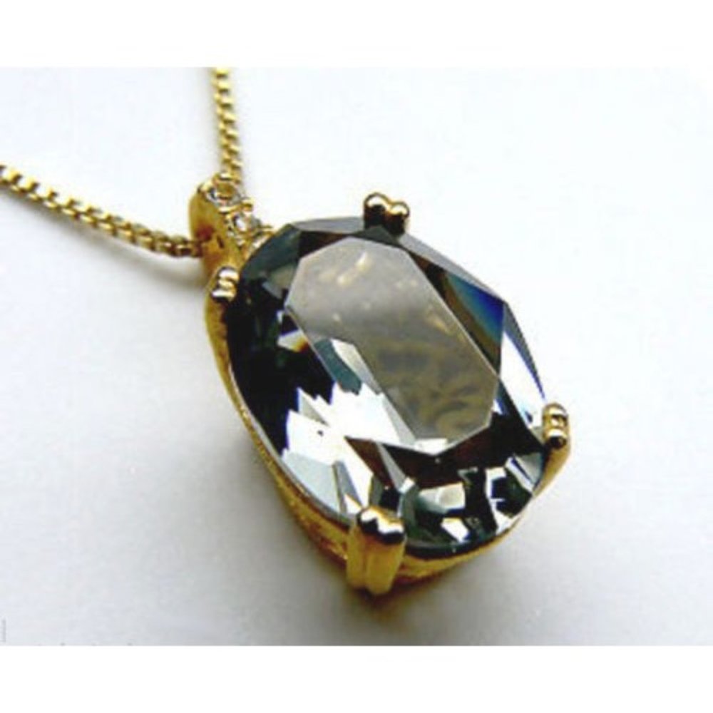 VERA WANG 18K Gold over SILVER Gray Solitaire Necklace - Picture 5 of 13